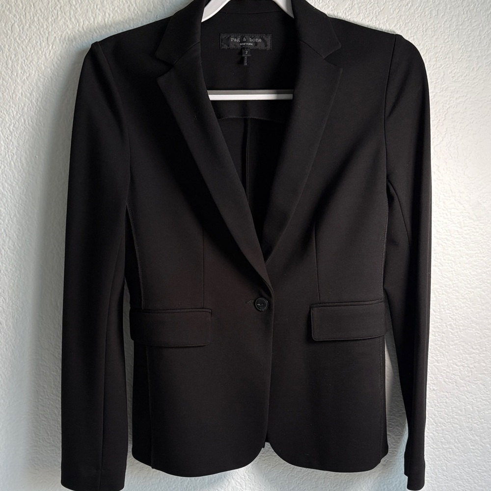 rag & bone Black Blazer - modern scuba stretch material